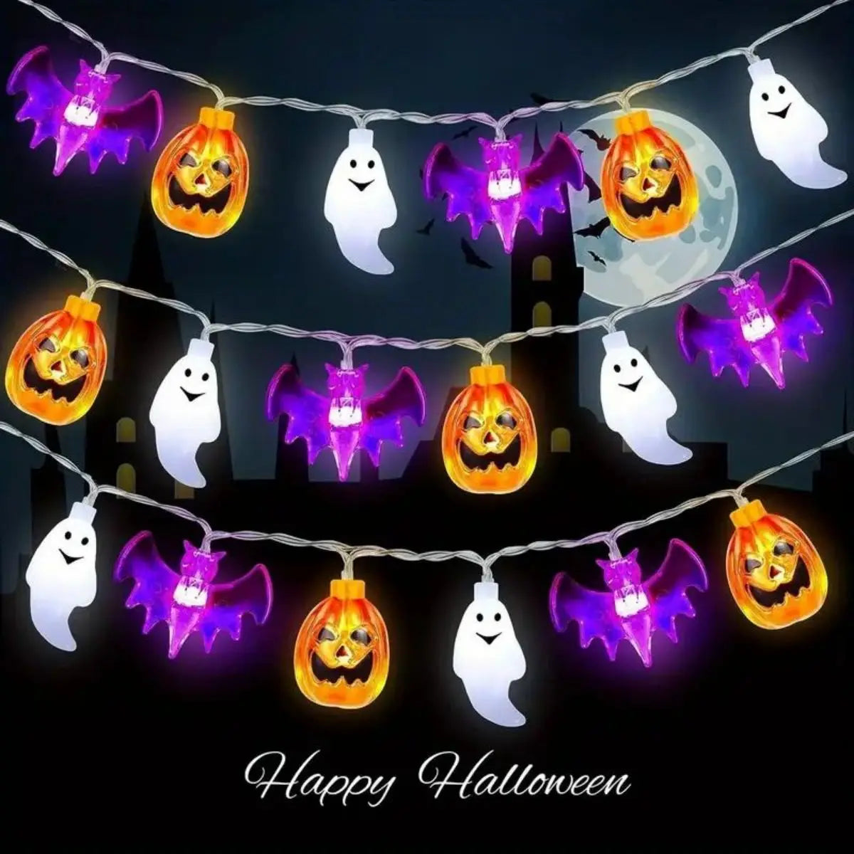 イベント・ハロウィン装飾｜LEDホラー系キャラ ライトストリング(1.5m/3m/6ｍ)