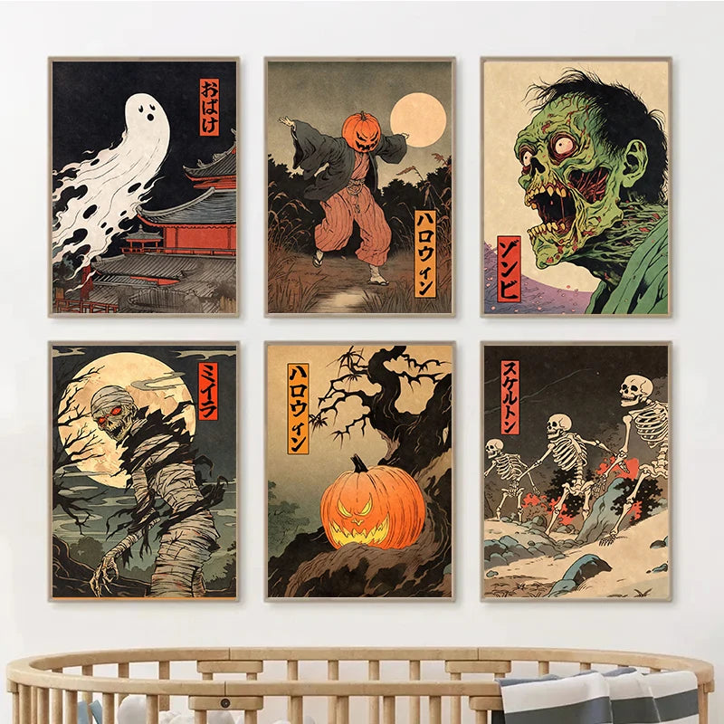 イベント・ハロウィングッズ｜骸骨アートキャンバスポスター