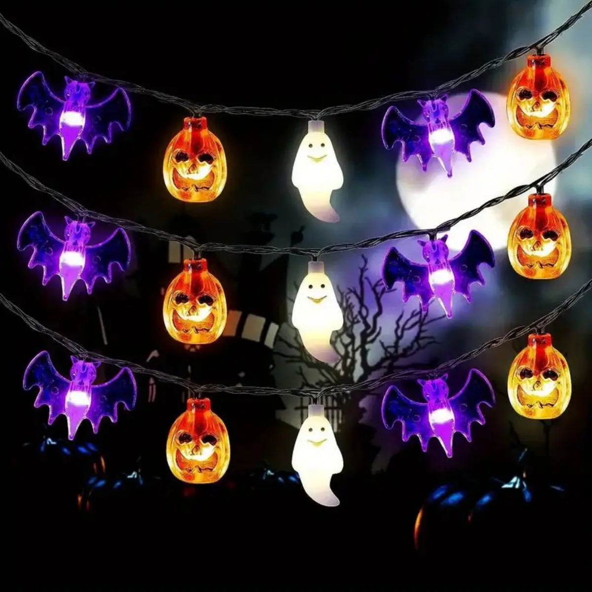 イベント・ハロウィン装飾｜LEDホラー系キャラ ライトストリング(1.5m/3m/6ｍ)