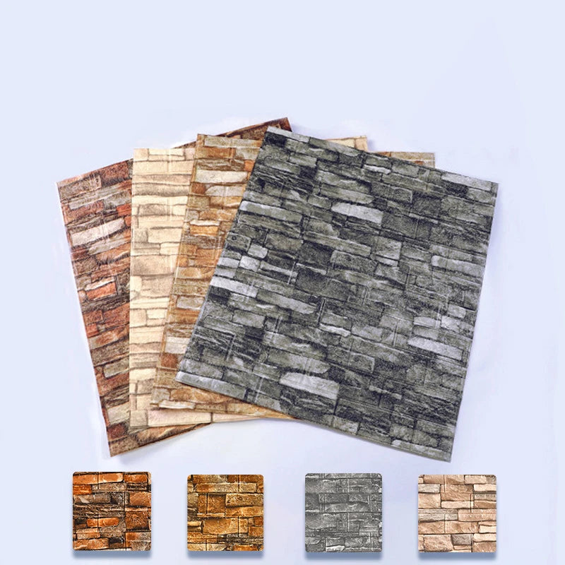 【DIY用】レンガ風ステッカー 35x35cm/ 70cmx15cm(12pcs）