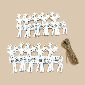 イベント・クリスマス装飾｜木製シカのオーナメントセット(10個入)