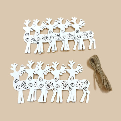 イベント・クリスマス装飾｜木製シカのオーナメントセット(10個入)
