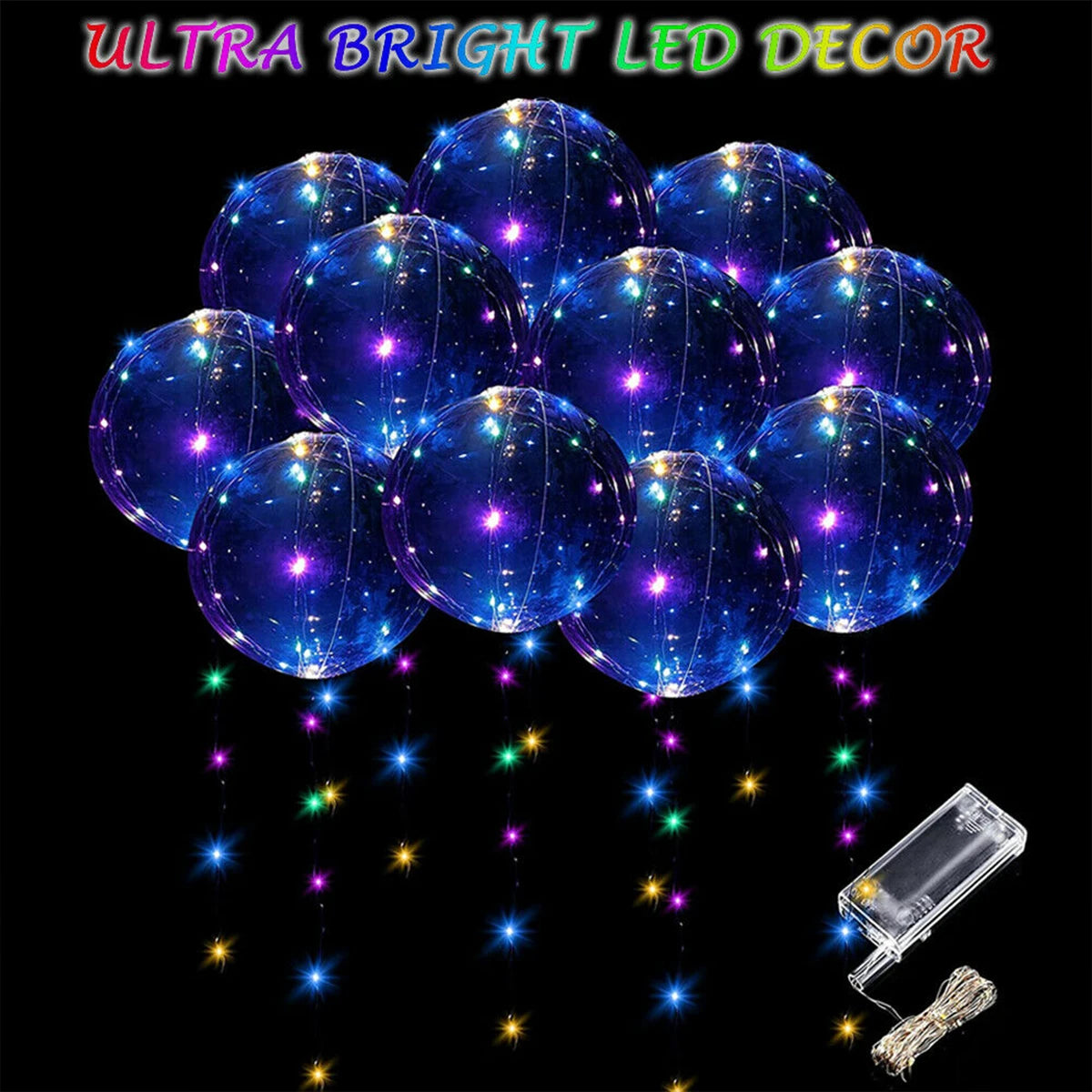 LEDライト付き透明ボボバルーン10個セット