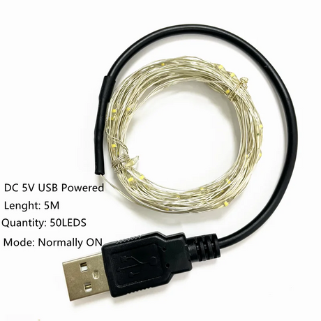 【イベント・クリスマス装飾】選べる電源！LEDストリングガーランドライト(1M/2M/5M/10M)