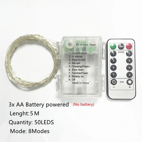 【イベント・クリスマス装飾】選べる電源！LEDストリングガーランドライト(1M/2M/5M/10M)