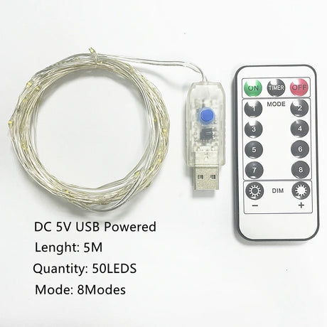 【イベント・クリスマス装飾】選べる電源！LEDストリングガーランドライト(1M/2M/5M/10M)