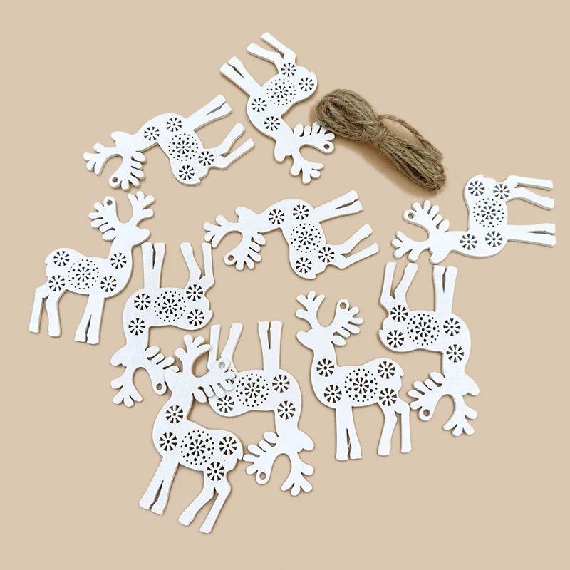 イベント・クリスマス装飾｜木製シカのオーナメントセット(10個入)