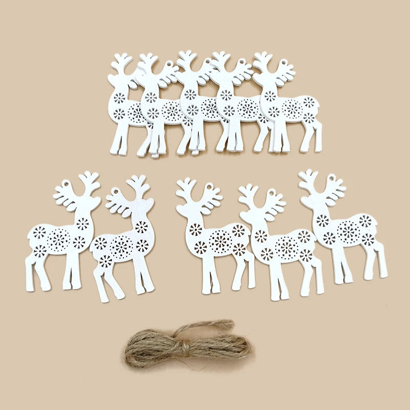 イベント・クリスマス装飾｜木製シカのオーナメントセット(10個入)