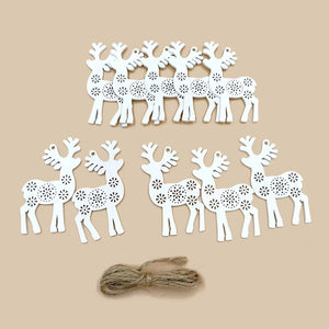 イベント・クリスマス装飾｜木製シカのオーナメントセット(10個入)