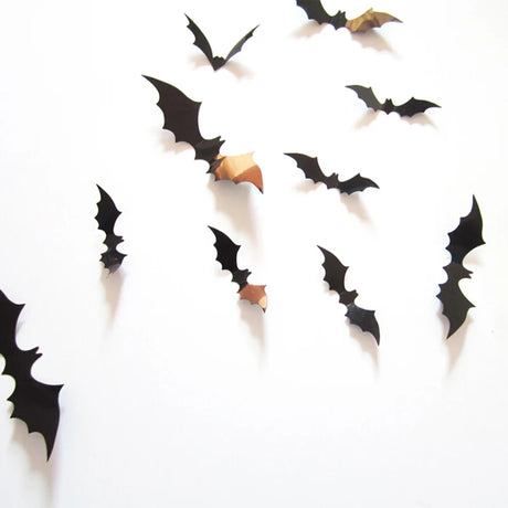 イベント・ハロウィングッズ｜12枚セット 3Dコウモリウォールステッカー