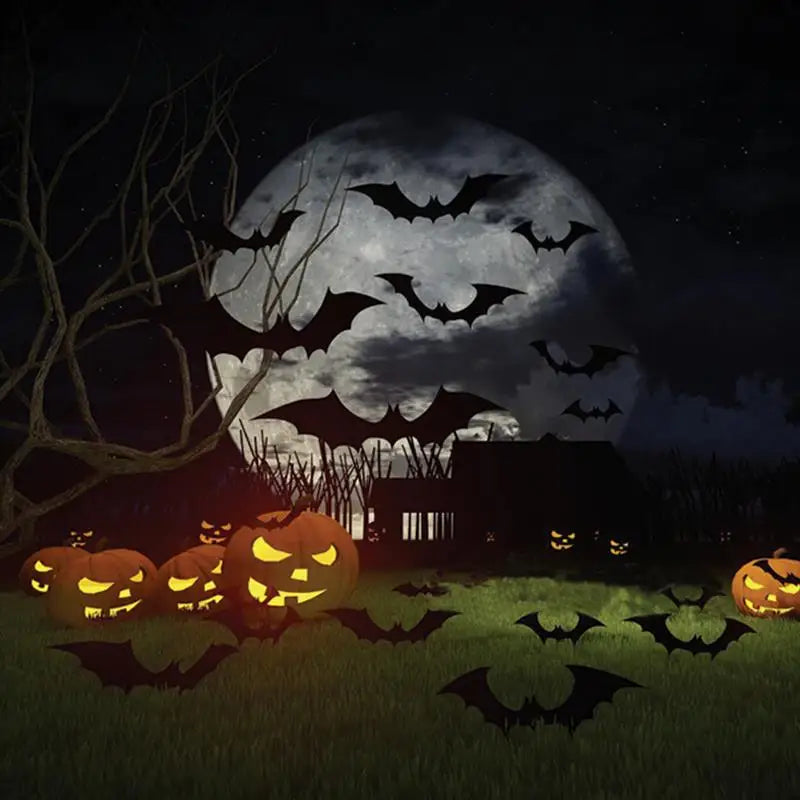 イベント・ハロウィングッズ｜12枚セット 3Dコウモリウォールステッカー