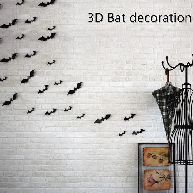 イベント・ハロウィングッズ｜12枚セット 3Dコウモリウォールステッカー