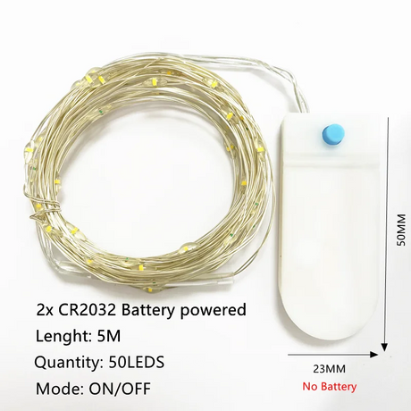 【イベント・クリスマス装飾】選べる電源！LEDストリングガーランドライト(1M/2M/5M/10M)