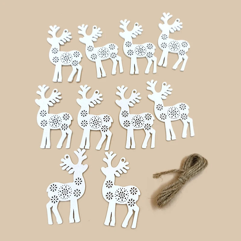 イベント・クリスマス装飾｜木製シカのオーナメントセット(10個入)