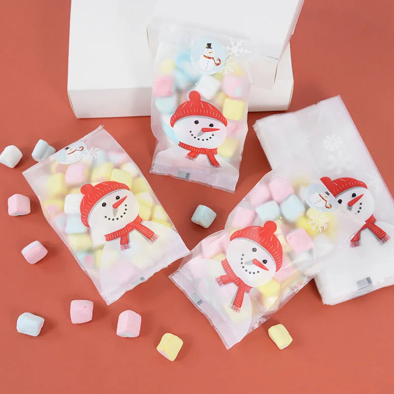 イベント・クリスマス装飾｜ビニール製スノーマン柄ギフトバック(50個入 )