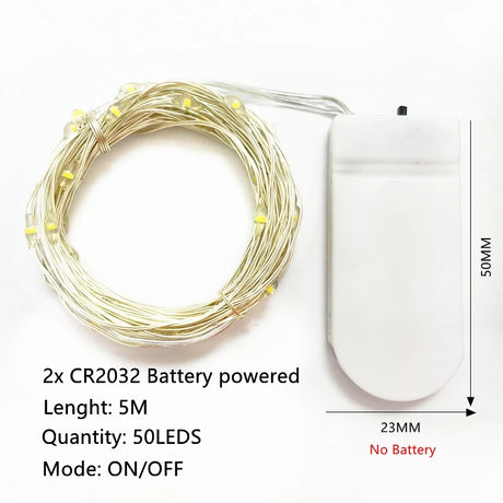 【イベント・クリスマス装飾】選べる電源！LEDストリングガーランドライト(1M/2M/5M/10M)