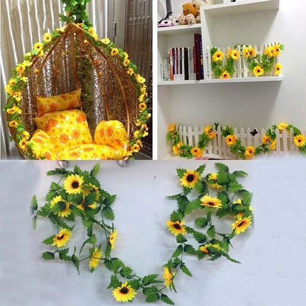 2.6m・人工プラスチックひまわり・ツタのつる・造花