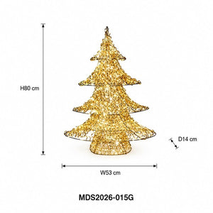 LEDクリスマスツリーオブジェ 80cm ゴールド装飾 サイズ・寸法画像｜誉PRINTING
