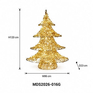 LEDクリスマスツリーオブジェ 120cm ゴールド装飾 サイズ・寸法画像｜誉PRINTING