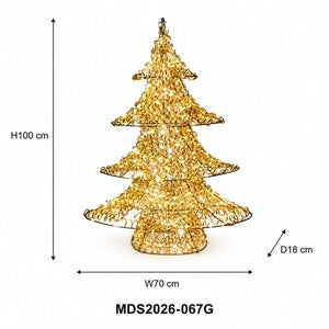 LEDクリスマスツリーオブジェ 100cm ゴールド装飾 サイズ・寸法画像｜誉PRINTING