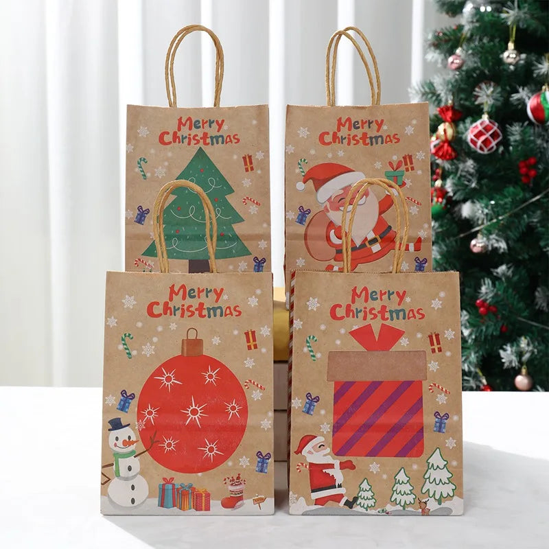 イベント・クリスマス装飾｜クリスマスクラフト紙ギフトバッグセット(4枚入)