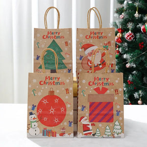 イベント・クリスマス装飾｜クリスマスクラフト紙ギフトバッグセット(4枚入)