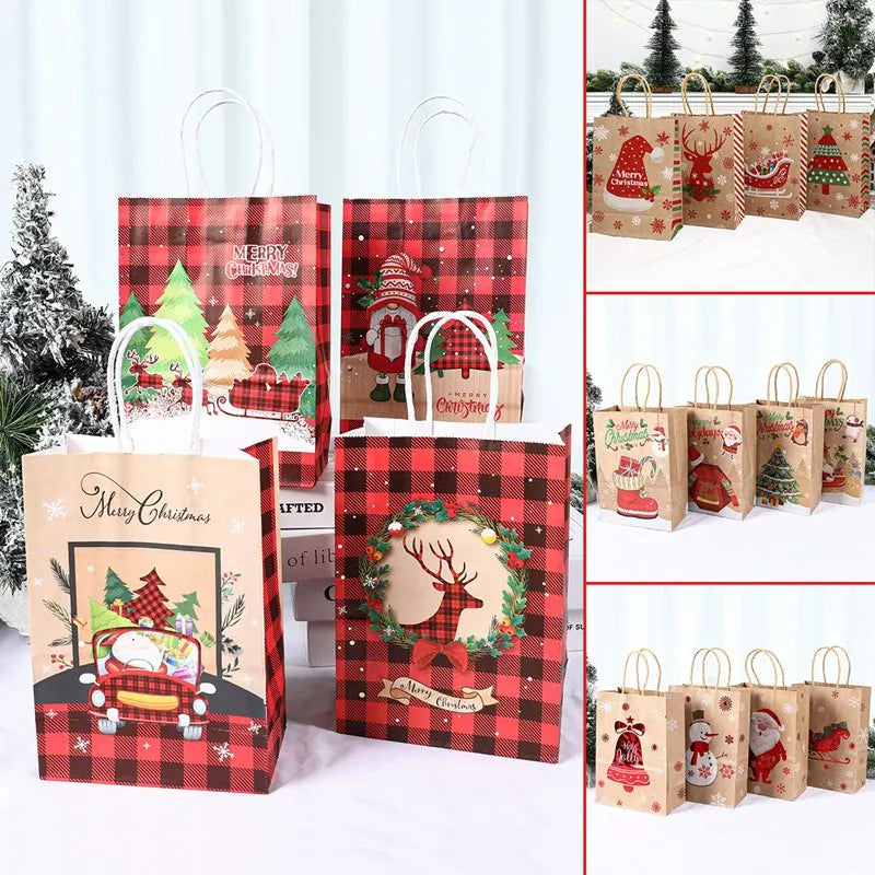 イベント・クリスマス装飾｜クリスマスクラフト紙ギフトバッグセット(4枚入)