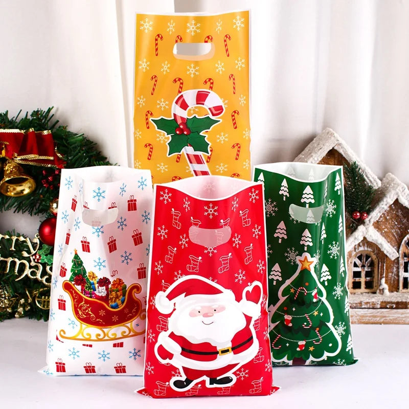 イベント・クリスマス装飾｜ビニール製 クリスマス柄ギフト用バッグ(20個/50個)