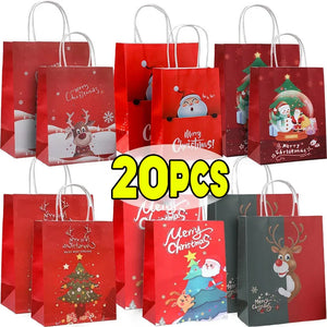 イベント・クリスマス装飾｜クリスマス柄クラフト紙バッグセット(S/M)