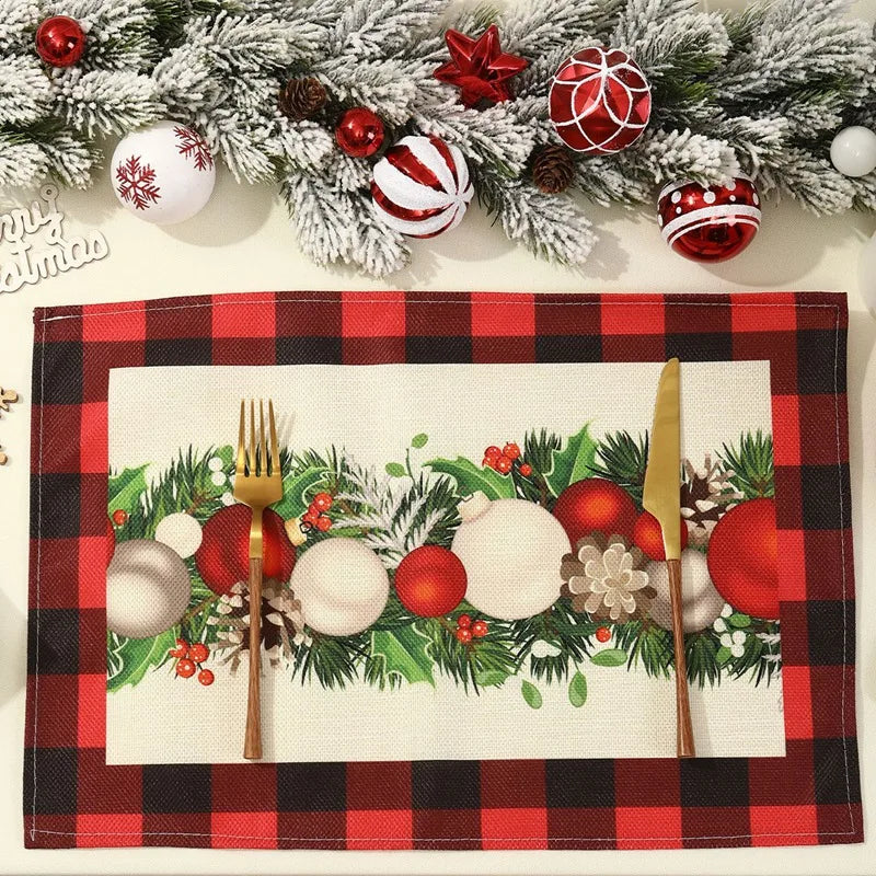 イベント・クリスマス装飾｜リネンプレースマット 1/4枚セット