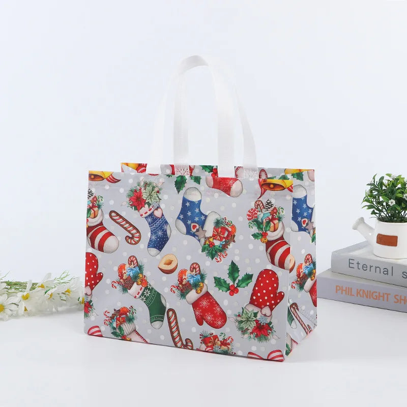 イベント・クリスマス装飾｜不織布トートバッグ型ギフトバックセット(4個/8個)