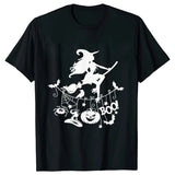 イベント・ハロウィングッズ｜レディース ハロウィン魔女柄Tシャツ (S～XXL)