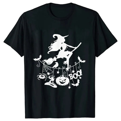 イベント・ハロウィングッズ｜レディース ハロウィン魔女柄Tシャツ (S～XXL)