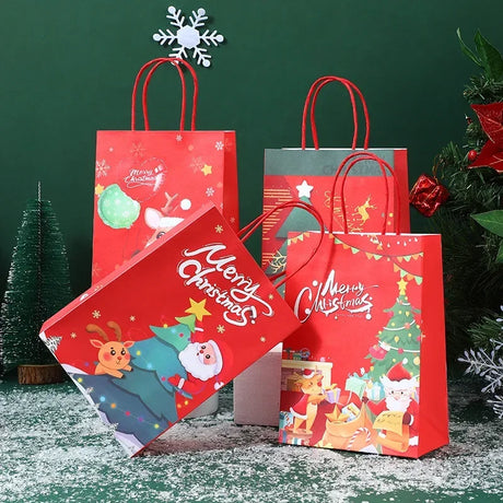 イベント・クリスマス装飾｜クリスマス柄クラフト紙バッグセット(S/M)