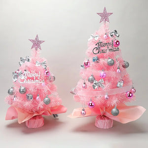 イベント・クリスマス装飾｜デスクトップミニクリスマスツリー ピンクライト付き