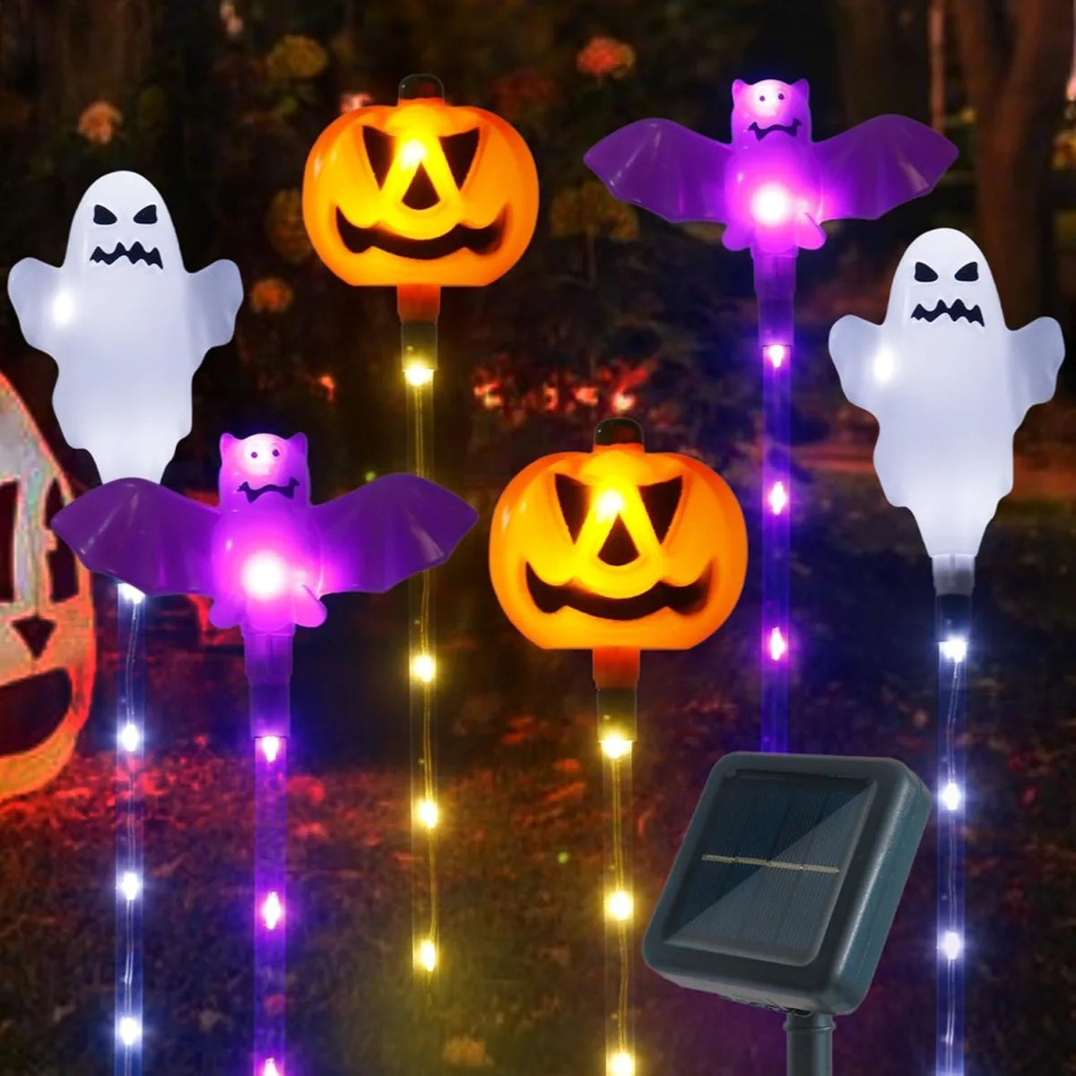 イベント・ハロウィングッズ｜ソーラー式8LEDガーデンライト6個セット