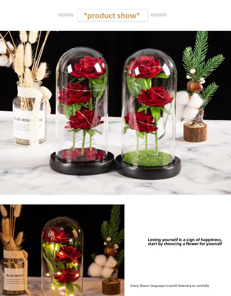 ライトアップガラスドームローズギフト
