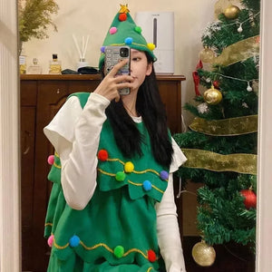 イベント・クリスマスグッズ｜キッズ～大人まで！ツリー型コスチュームセット(100c～170c)