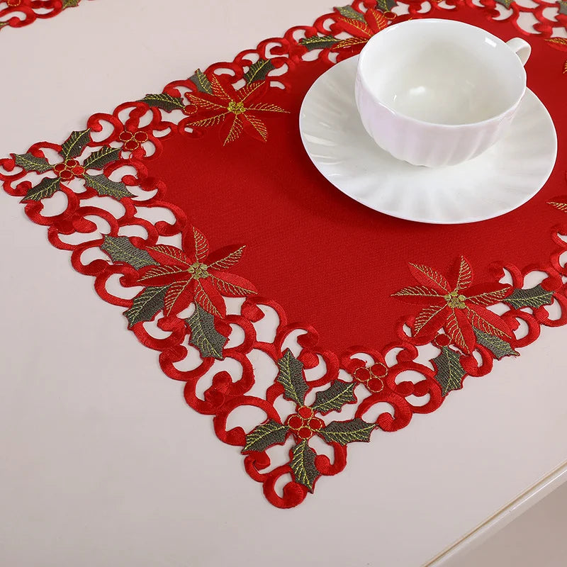 イベント・クリスマス装飾｜刺繍テーブルクロス 1/2/4/6枚セット