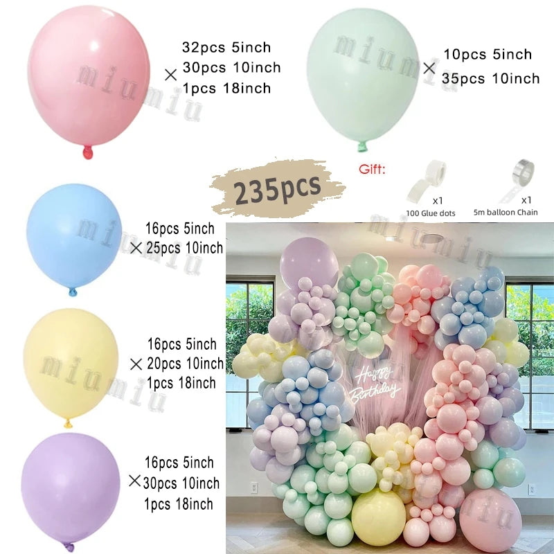 【バルーン装飾】マカロンカラー＆ゴールドバルーンセット（76個～235個入）