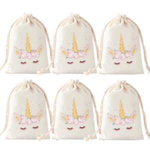 |イベント・ノベルティ用品 | ユニコーン柄 きんちゃく 6個セット | W10×H15cm