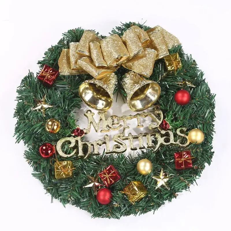 イベント・クリスマス装飾｜赤いリース ゴールド窓壁飾り