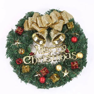 イベント・クリスマス装飾｜赤いリース ゴールド窓壁飾り