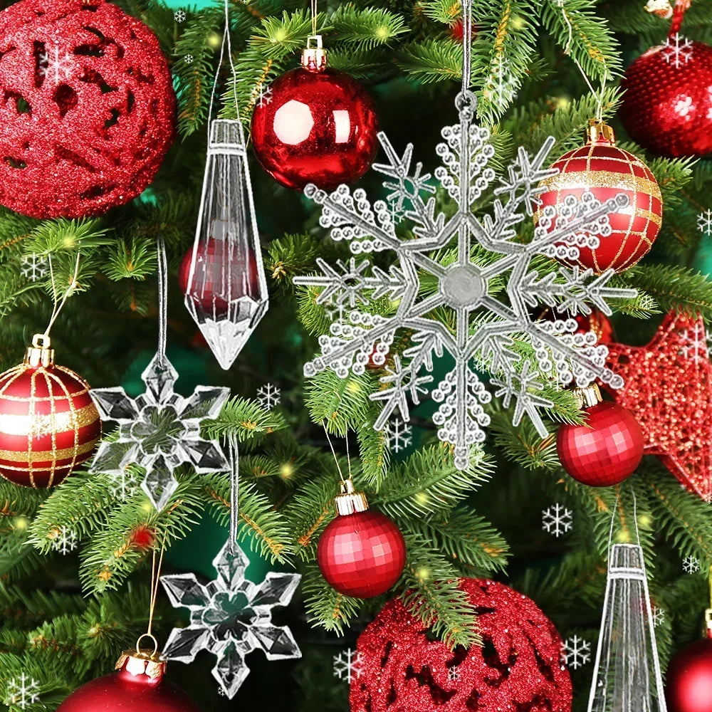 イベント・クリスマス装飾｜クリスタル雪の結晶型オーナメントセット(5/12/24個)