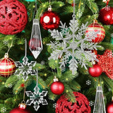 イベント・クリスマス装飾｜クリスタル雪の結晶型オーナメントセット(5/12/24個)