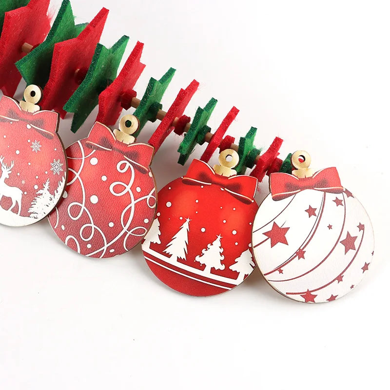 イベント・クリスマス装飾｜12個セット 木製クリスマスボールペンダント
