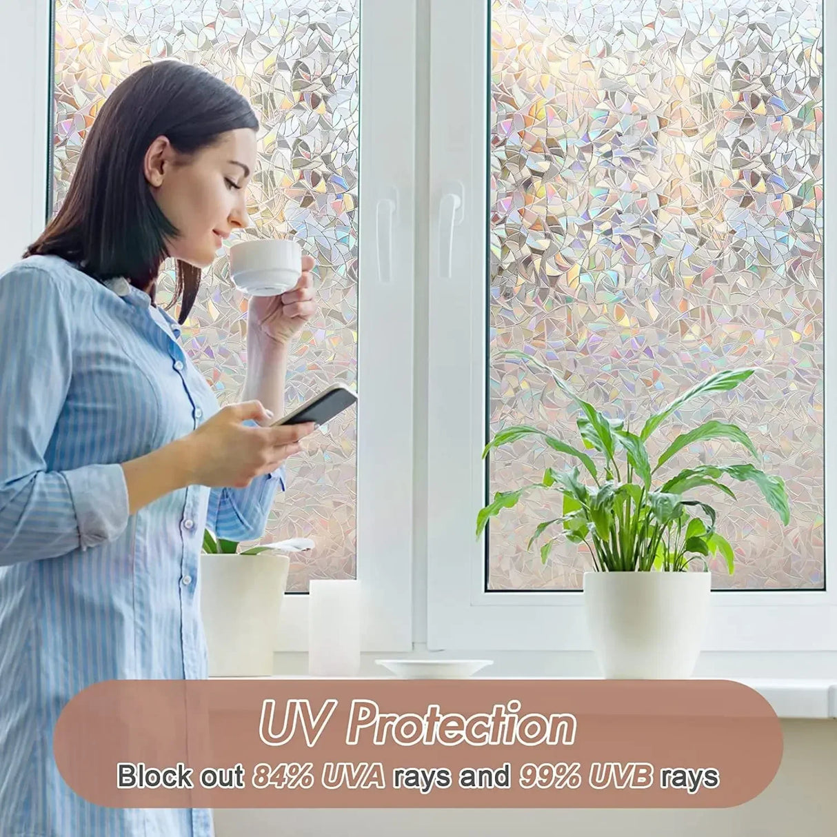 【UVカット・静電気吸着】すりガラス窓風フィルム（クリスタル柄）