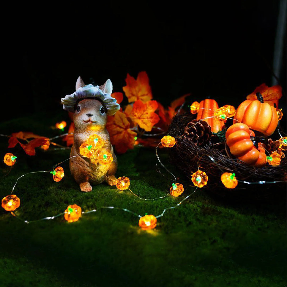 イベント・ハロウィン装飾｜LEDカボチャライトデコレーション(1M/2M/3M)