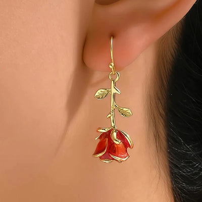 バラのエナメルドロップイヤリング｜誉PRINTING