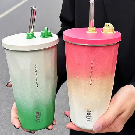|イベント・ノベルティ用品 |  真空断熱ステンレス製 ストロー付きボトル | 600ml